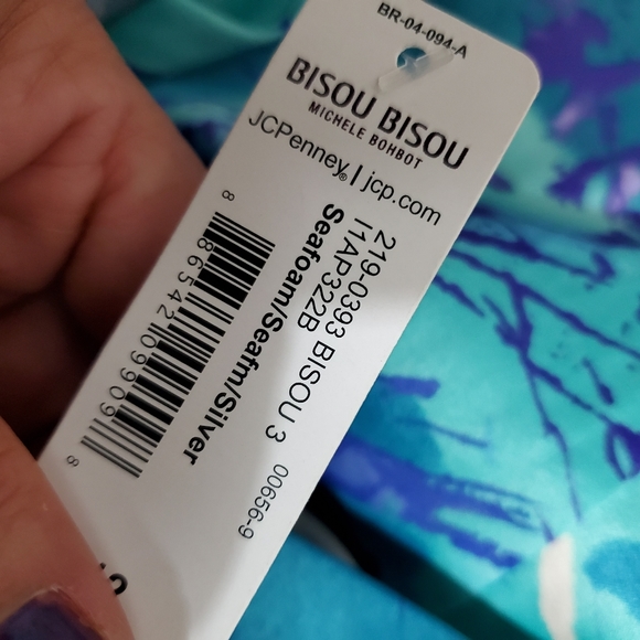 Bisou Bisou Seafoam Seafm Silver Blue Dress Size 12.Pit to pit approx: 19.5 in - Picture 6 of 8